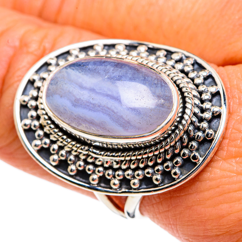Blue Lace Agate Rings handcrafted by Ana Silver Co - RING79034