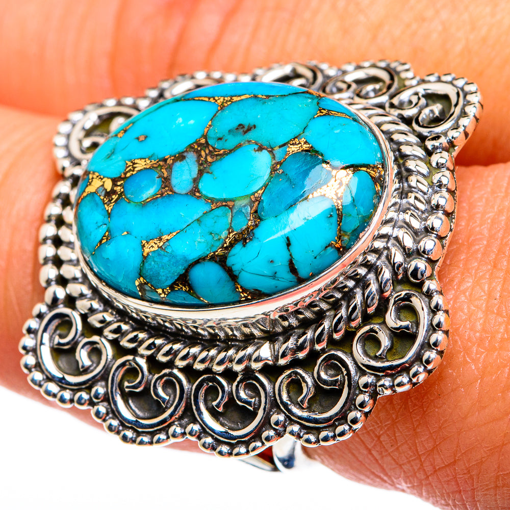 Blue Copper Composite Turquoise Rings handcrafted by Ana Silver Co - RING79041