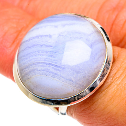 Blue Lace Agate Rings handcrafted by Ana Silver Co - RING79069