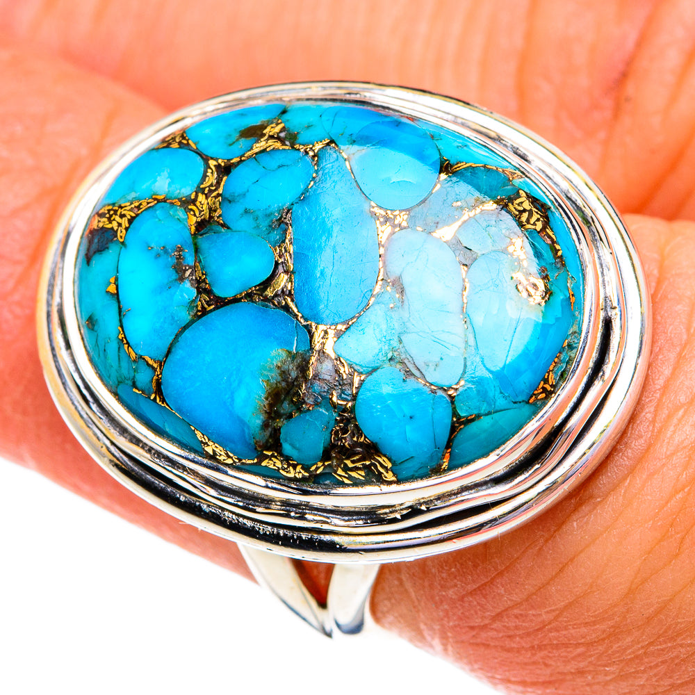 Blue Copper Composite Turquoise Rings handcrafted by Ana Silver Co - RING79076