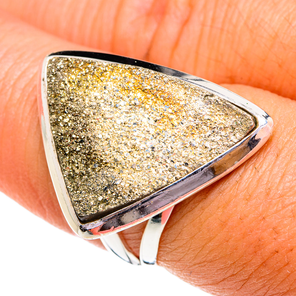Spectro Pyrite Druzy Rings handcrafted by Ana Silver Co - RING79097