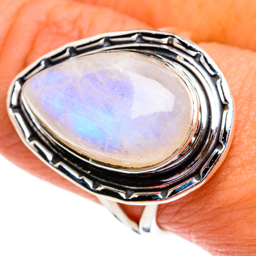 Rainbow Moonstone Rings handcrafted by Ana Silver Co - RING79100