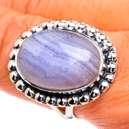 Blue Lace Agate Rings handcrafted by Ana Silver Co - RING79101