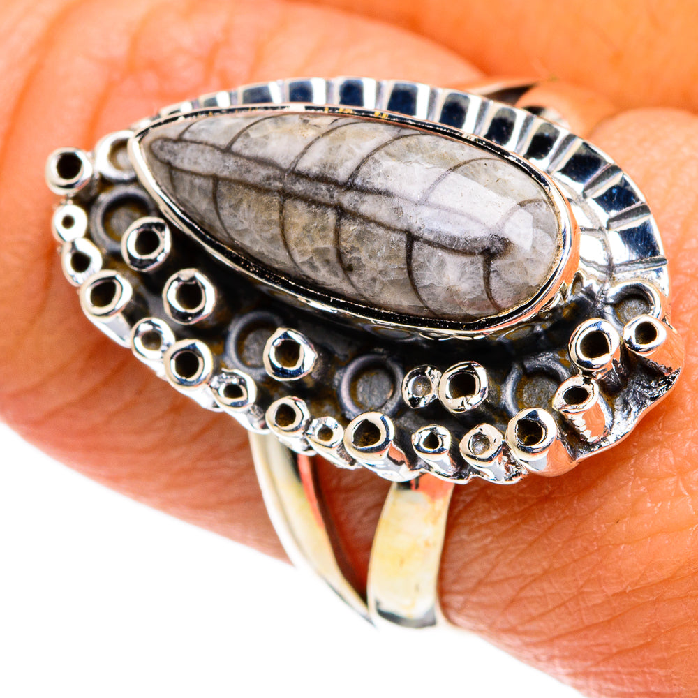 Orthoceras Fossil Rings handcrafted by Ana Silver Co - RING79106