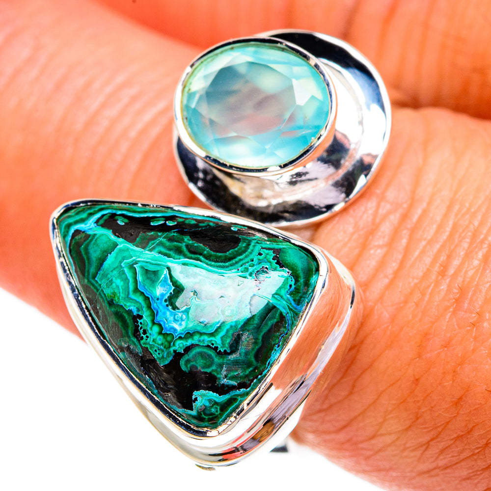 Malachite In Chrysocolla Rings handcrafted by Ana Silver Co - RING79117
