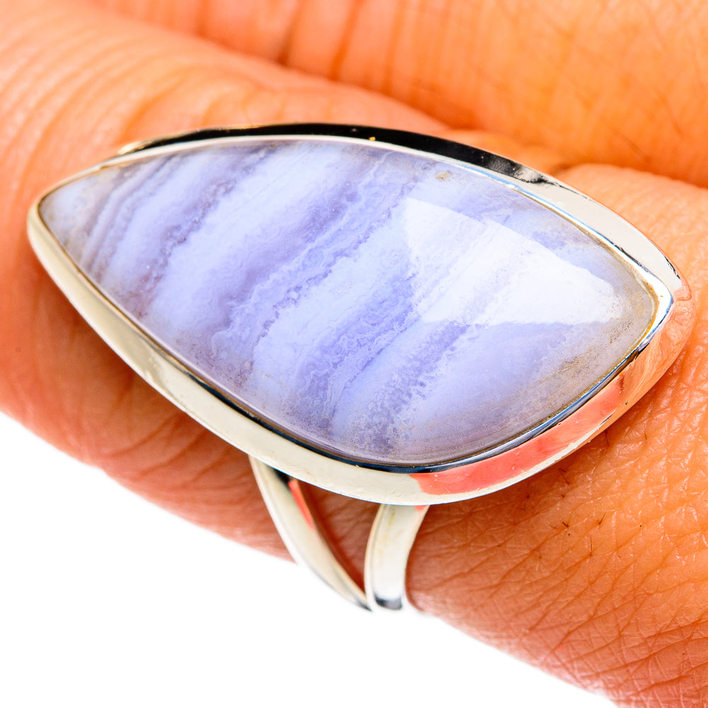 Blue Lace Agate Rings handcrafted by Ana Silver Co - RING79133