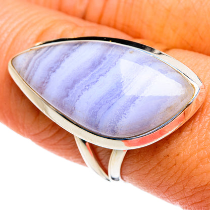Blue Lace Agate Rings handcrafted by Ana Silver Co - RING79133