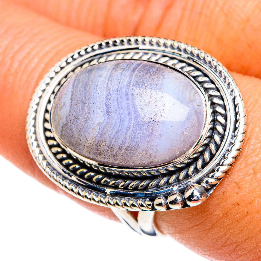 Blue Lace Agate Rings handcrafted by Ana Silver Co - RING79164