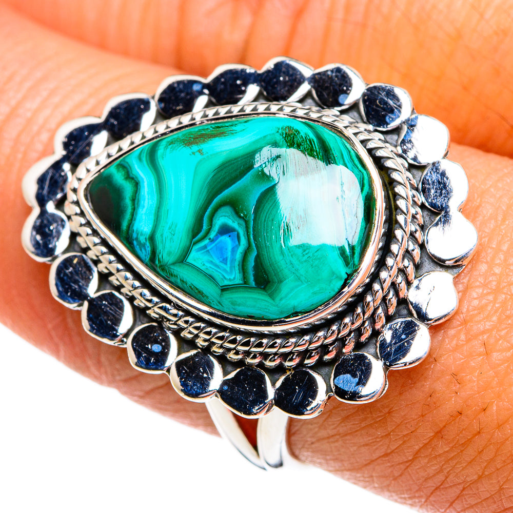 Malachite In Chrysocolla Rings handcrafted by Ana Silver Co - RING79178