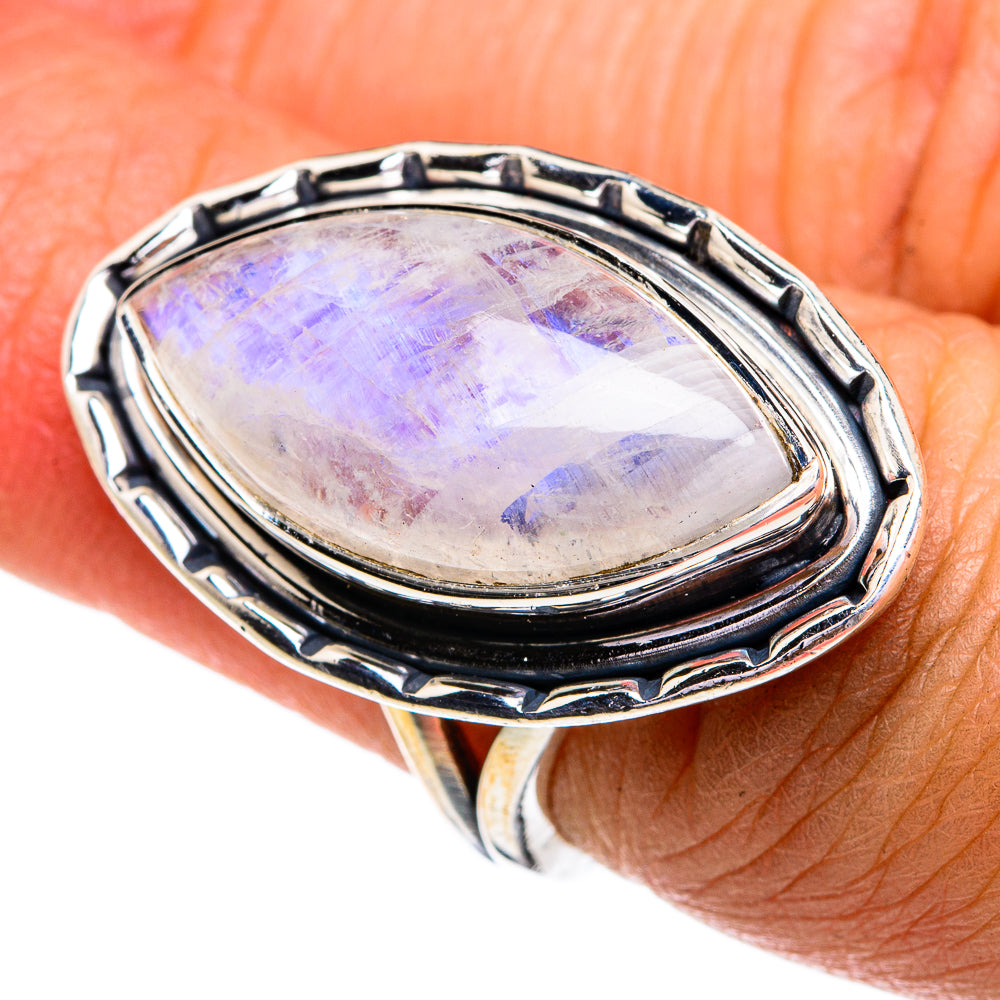 Rainbow Moonstone Rings handcrafted by Ana Silver Co - RING79223
