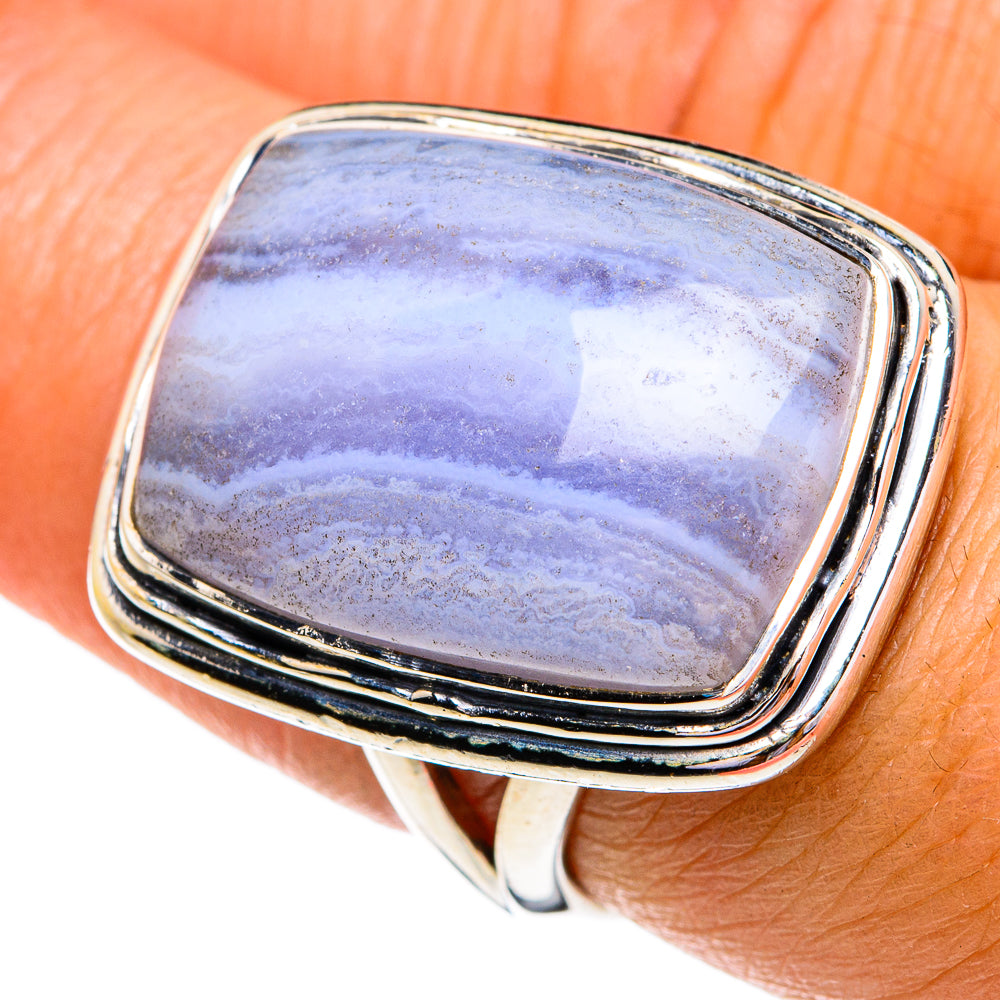 Blue Lace Agate Rings handcrafted by Ana Silver Co - RING79224