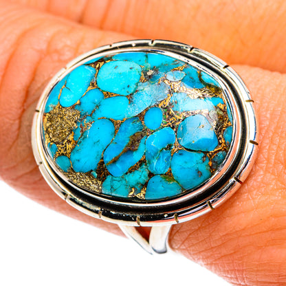 Blue Copper Composite Turquoise Rings handcrafted by Ana Silver Co - RING79260