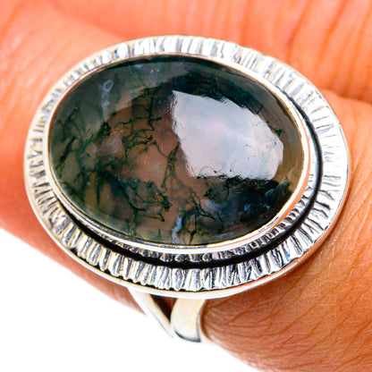 Green Moss Agate Rings handcrafted by Ana Silver Co - RING79289