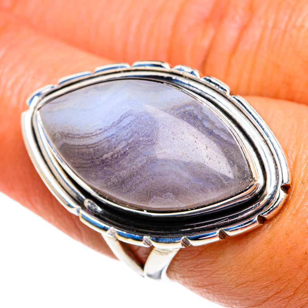 Blue Lace Agate Rings handcrafted by Ana Silver Co - RING79305