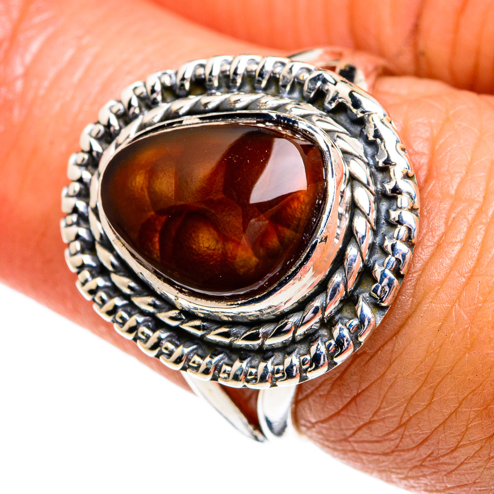 Mexican Fire Agate Rings handcrafted by Ana Silver Co - RING79319