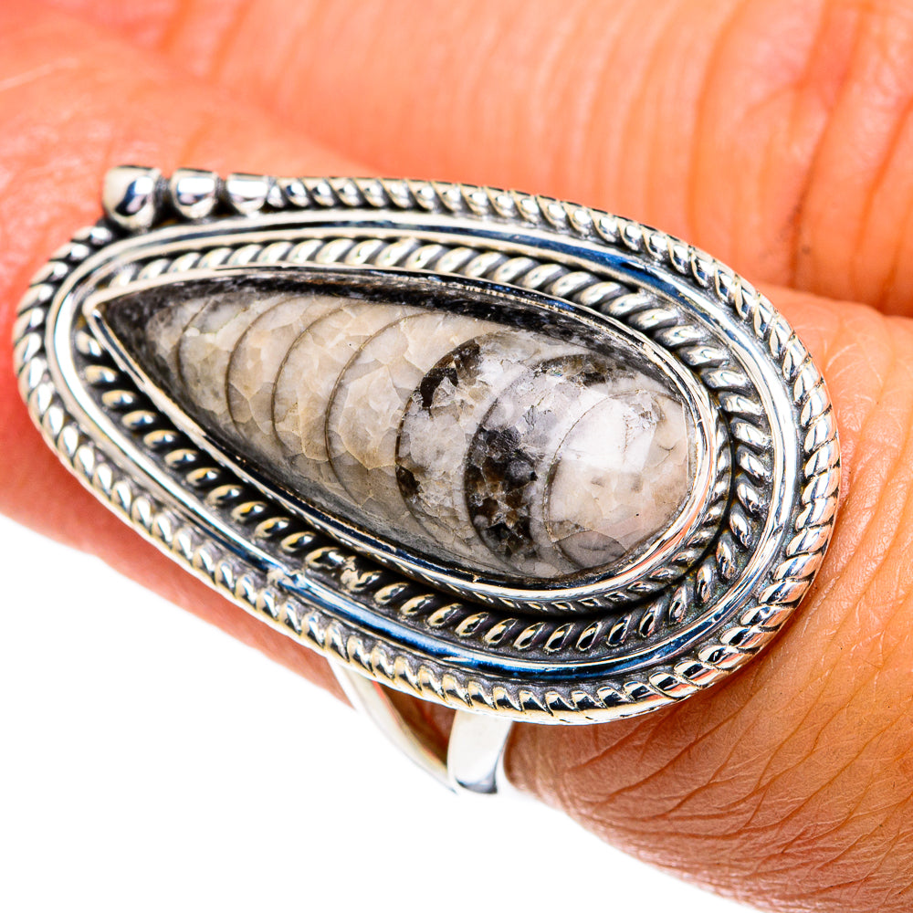 Orthoceras Fossil Rings handcrafted by Ana Silver Co - RING79329