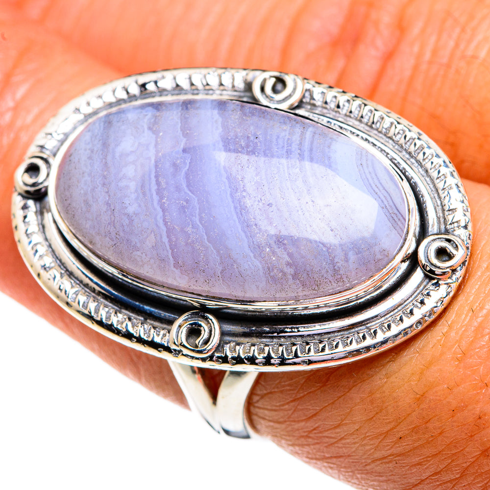 Blue Lace Agate Rings handcrafted by Ana Silver Co - RING79331