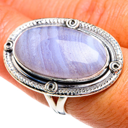 Blue Lace Agate Rings handcrafted by Ana Silver Co - RING79331