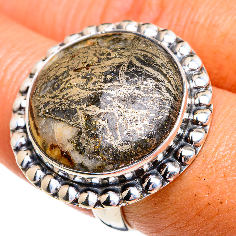 Pyrite Agate Rings handcrafted by Ana Silver Co - RING79333