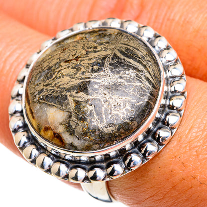 Pyrite Agate Rings handcrafted by Ana Silver Co - RING79333