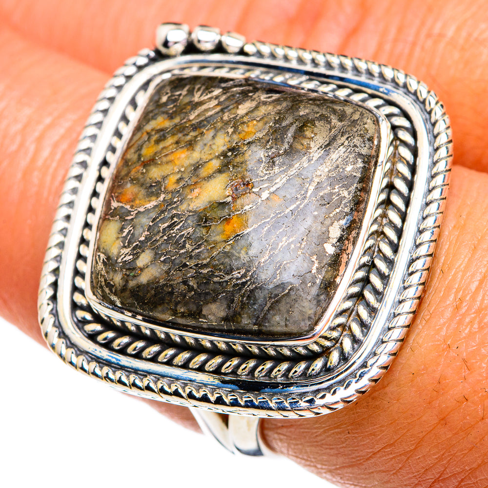 Pyrite Agate Rings handcrafted by Ana Silver Co - RING79334