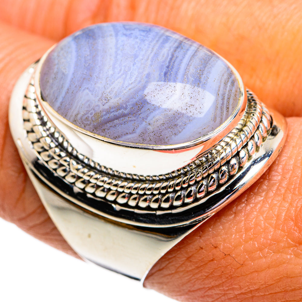 Blue Lace Agate Rings handcrafted by Ana Silver Co - RING79366