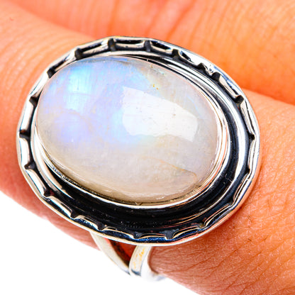 Rainbow Moonstone Rings handcrafted by Ana Silver Co - RING79404