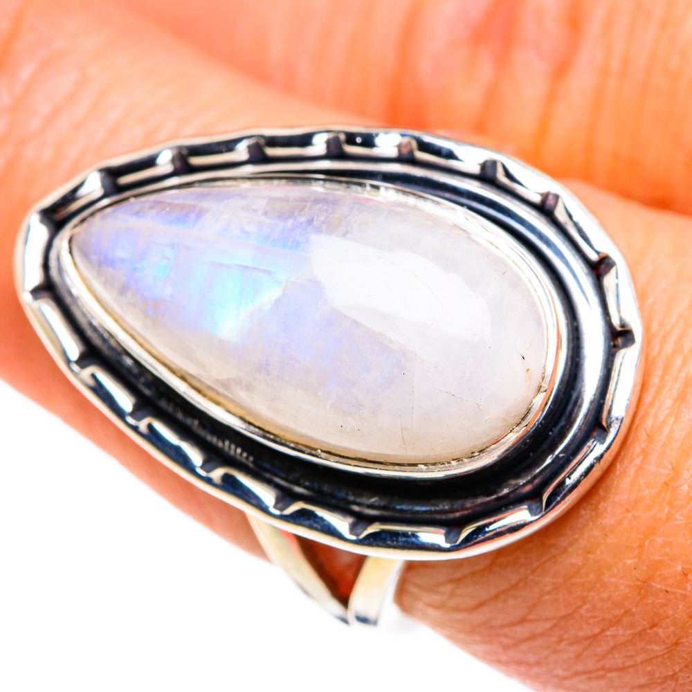 Rainbow Moonstone Rings handcrafted by Ana Silver Co - RING79405