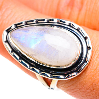 Rainbow Moonstone Rings handcrafted by Ana Silver Co - RING79405