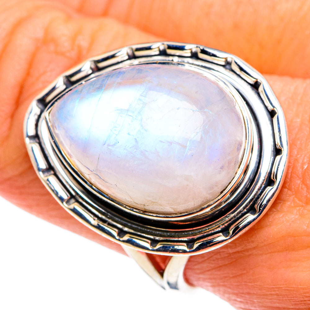 Rainbow Moonstone Rings handcrafted by Ana Silver Co - RING79437