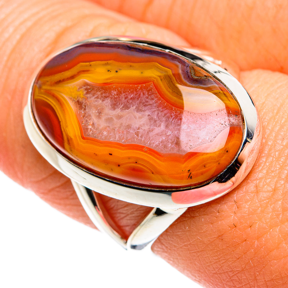 Orange Botswana Agate Rings handcrafted by Ana Silver Co - RING79486