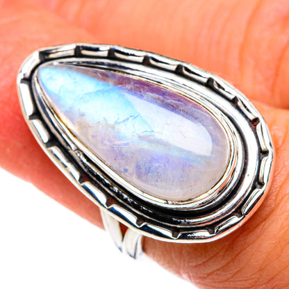Rainbow Moonstone Rings handcrafted by Ana Silver Co - RING79532