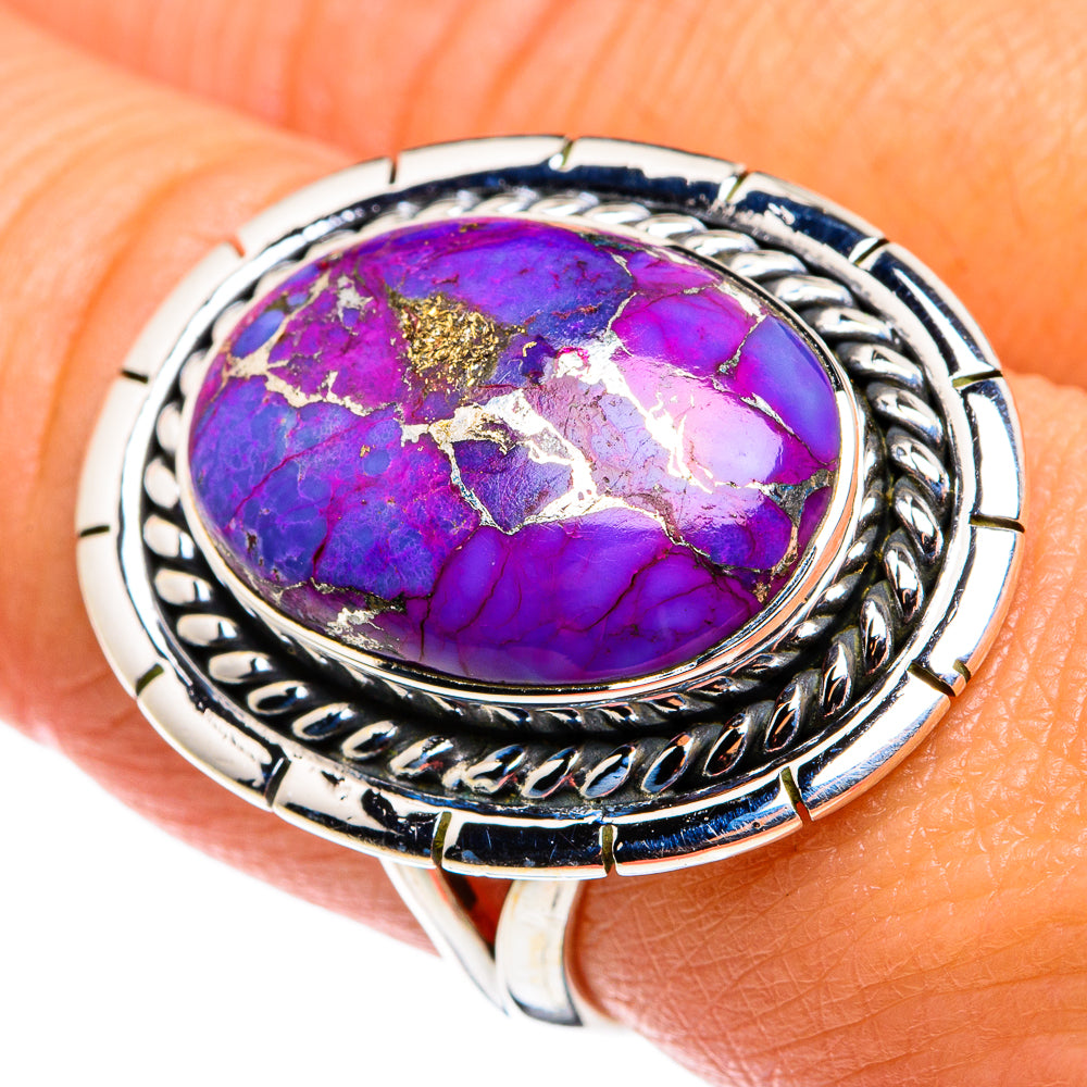 Purple Copper Composite Turquoise Rings handcrafted by Ana Silver Co - RING79629