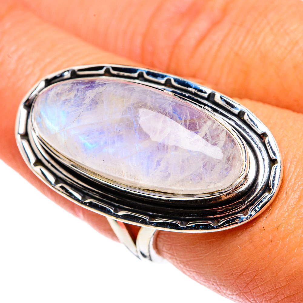 Rainbow Moonstone Rings handcrafted by Ana Silver Co - RING79633