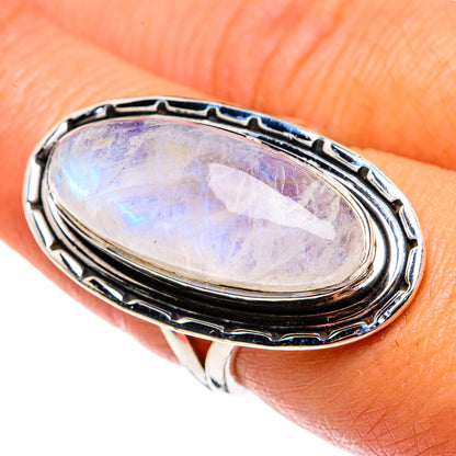 Rainbow Moonstone Rings handcrafted by Ana Silver Co - RING79633