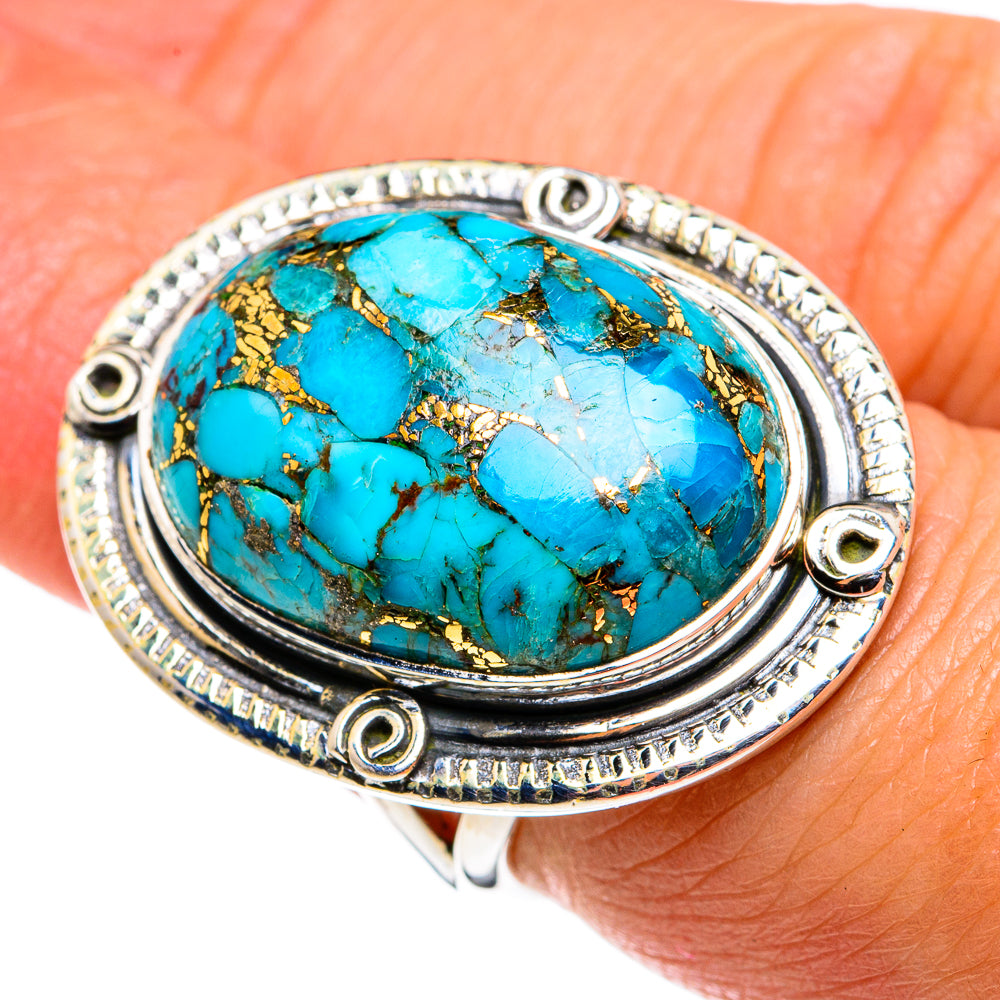 Blue Copper Composite Turquoise Rings handcrafted by Ana Silver Co - RING79642