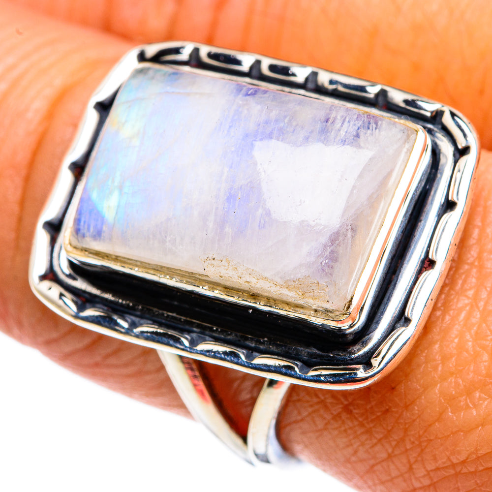 Rainbow Moonstone Rings handcrafted by Ana Silver Co - RING79666