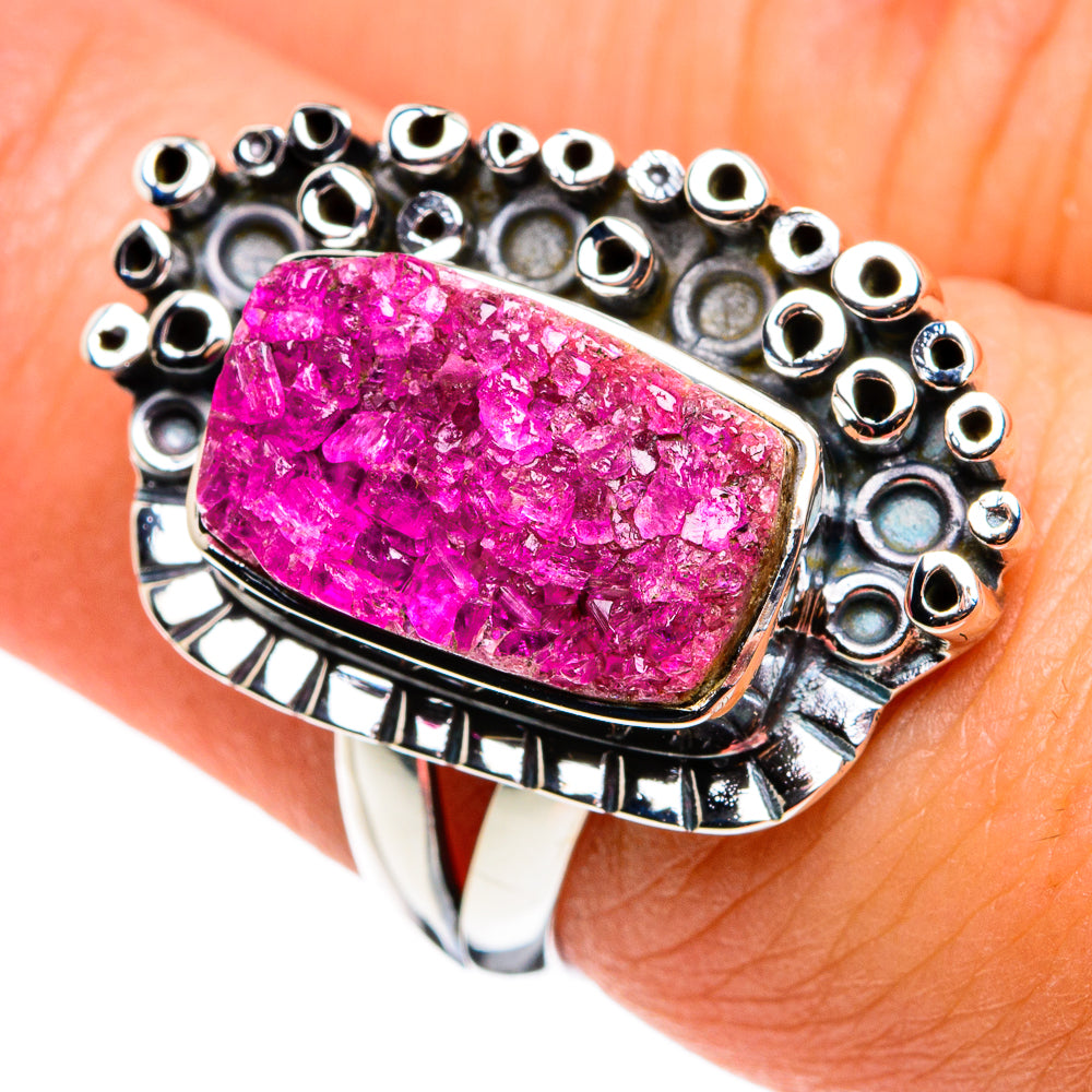 Pink Agate Druzy Rings handcrafted by Ana Silver Co - RING79690