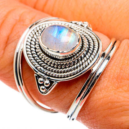 Rainbow Moonstone Rings handcrafted by Ana Silver Co - RING79702