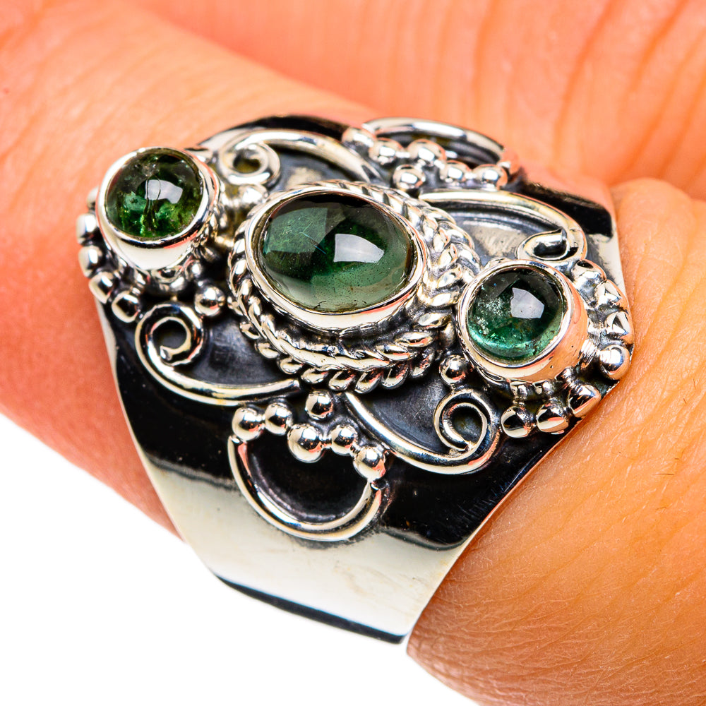 Green Tourmaline Rings handcrafted by Ana Silver Co - RING79719
