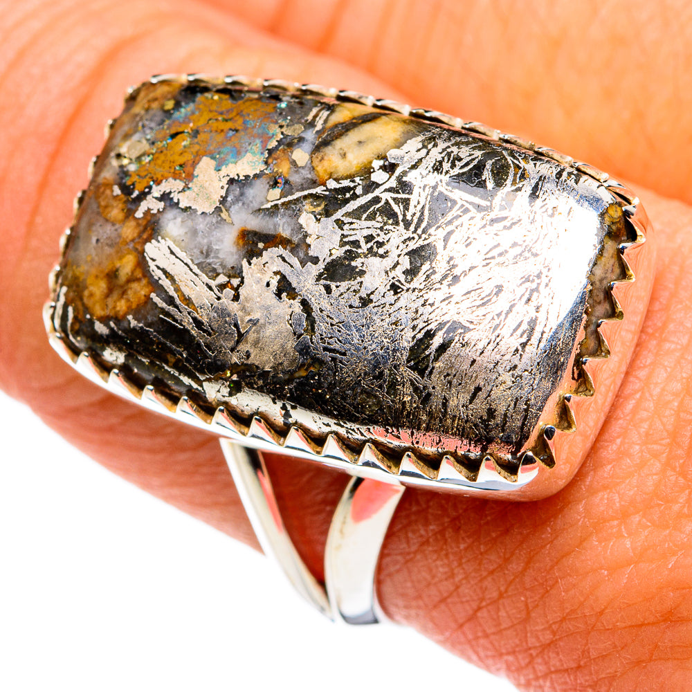 Pyrite Agate Rings handcrafted by Ana Silver Co - RING79733