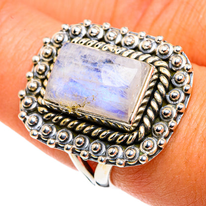 Rainbow Moonstone Rings handcrafted by Ana Silver Co - RING79738