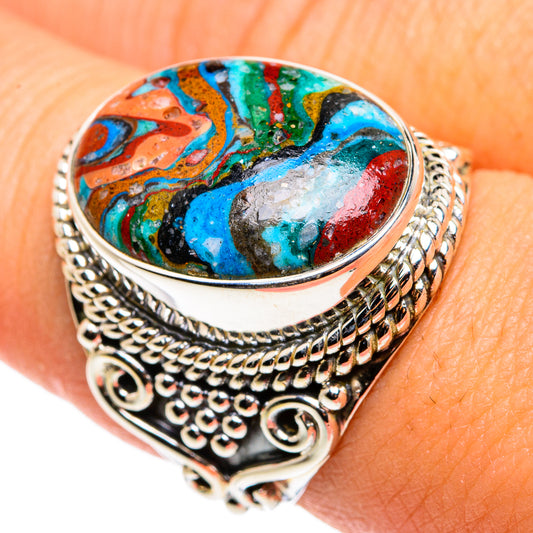 Rainbow Calsilica Rings handcrafted by Ana Silver Co - RING79741