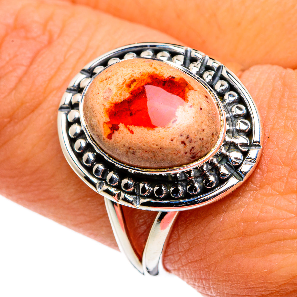 Mexican Fire Opal Rings handcrafted by Ana Silver Co - RING79742