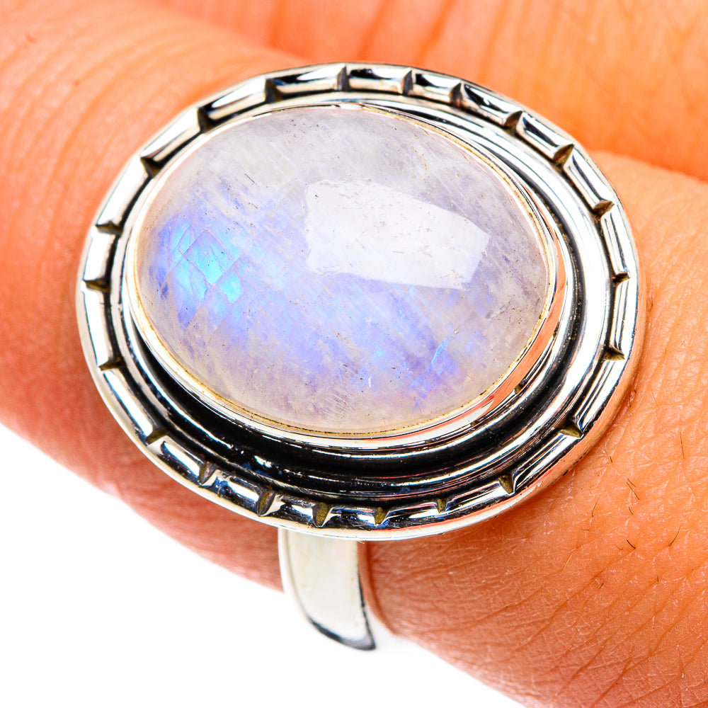 Rainbow Moonstone Rings handcrafted by Ana Silver Co - RING79773