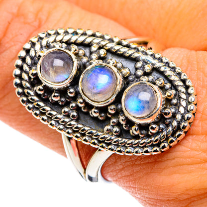 Rainbow Moonstone Rings handcrafted by Ana Silver Co - RING79775