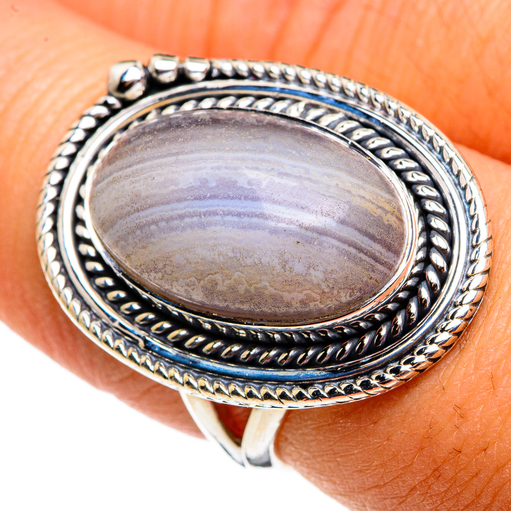 Blue Lace Agate Rings handcrafted by Ana Silver Co - RING79808