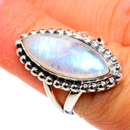 Rainbow Moonstone Rings handcrafted by Ana Silver Co - RING79809