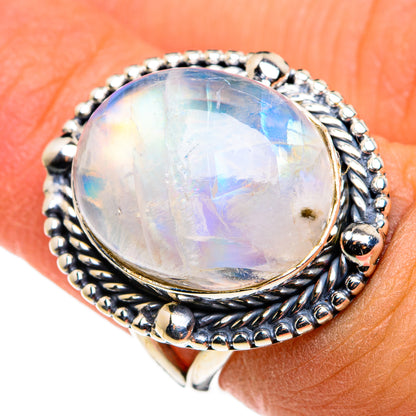 Rainbow Moonstone Rings handcrafted by Ana Silver Co - RING79810