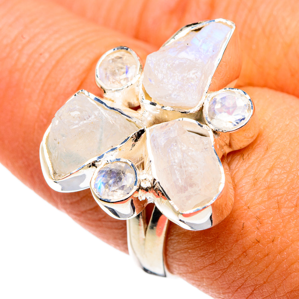 Rainbow Moonstone Rings handcrafted by Ana Silver Co - RING79841